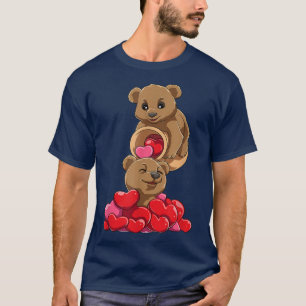 Camiseta Corazones de oso cortado sobrepoblados para los am