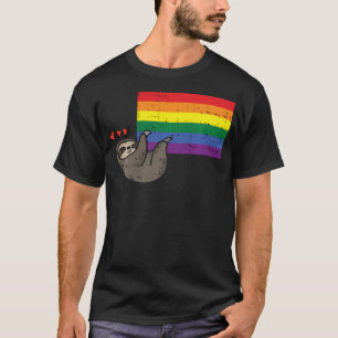 Camiseta Corazones de Perezoso Colgando Bandera Gay Arcoíri