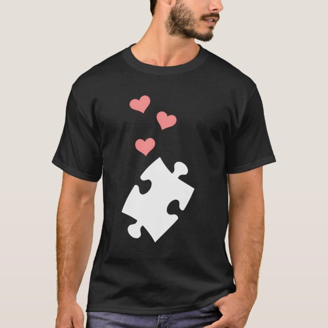 Camiseta Corazones de piezas de rompecabezas (Anverso)