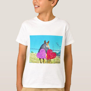Camiseta Corazones de San Valentín de caballos blancos y ma