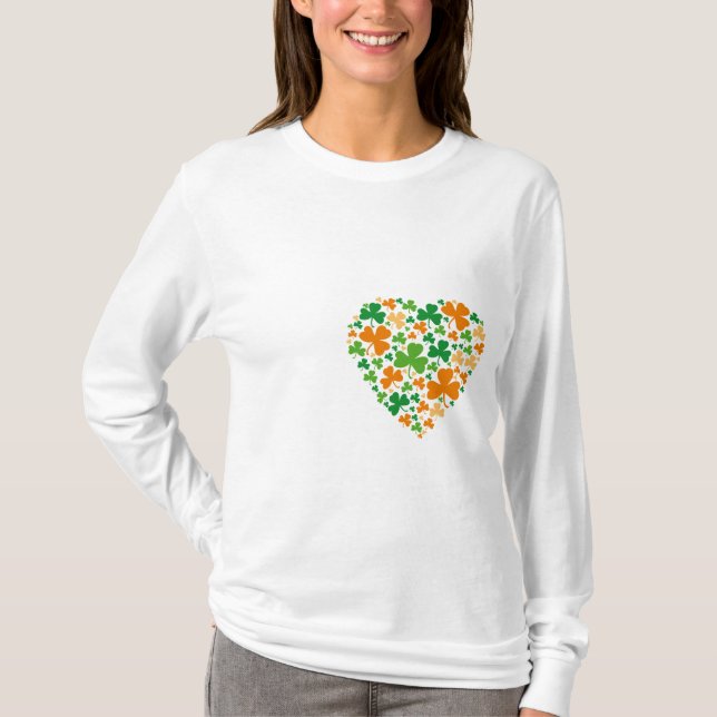 Camiseta Corazones de trébol - manga larga para dama (Anverso)