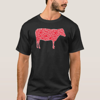Camiseta Corazones de Vaca Día de San Valentín Muchacha de