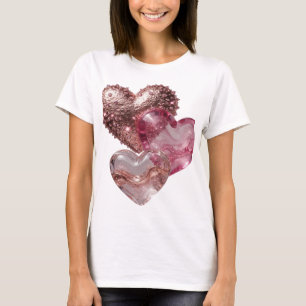 Camiseta Corazones de vidrio de plata genial impresión