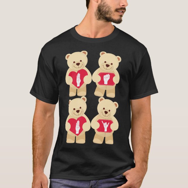 Camiseta Corazones del oso de peluche del lenguaje de (Anverso)