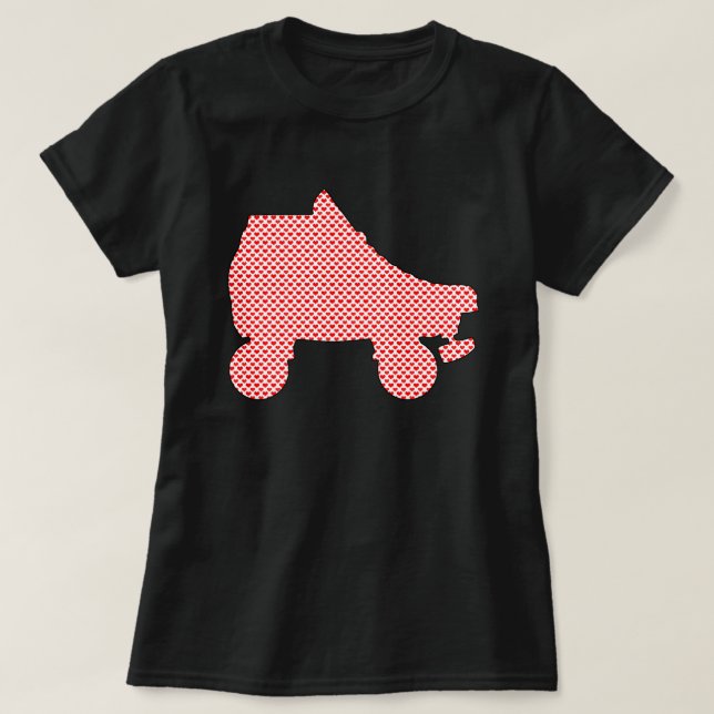 Camiseta corazones del patín de ruedas (Diseño del anverso)