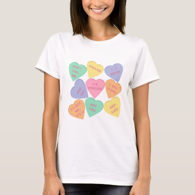 Camiseta Corazones divertidos de la conversación del el día (Anverso)