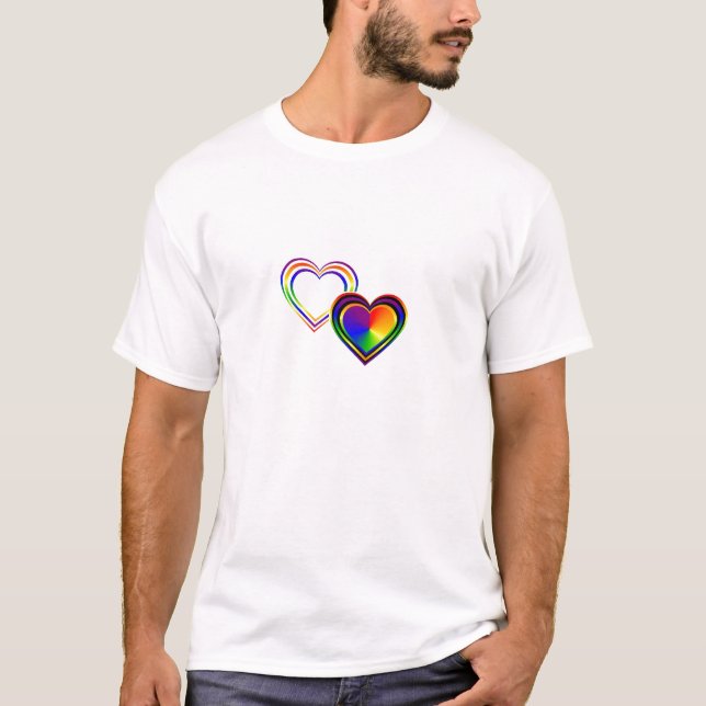 Camiseta Corazones dobles del arco iris (Anverso)