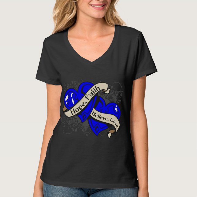Camiseta Corazones duales Ankylosing de la fe de la (Anverso)