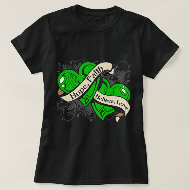 Camiseta Corazones duales de la fe de la esperanza de (Diseño del anverso)
