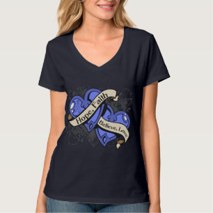 Camiseta Corazones duales del cáncer de la fe del esófago