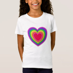 Camiseta Corazones en capas 3D en colores de arcoíris