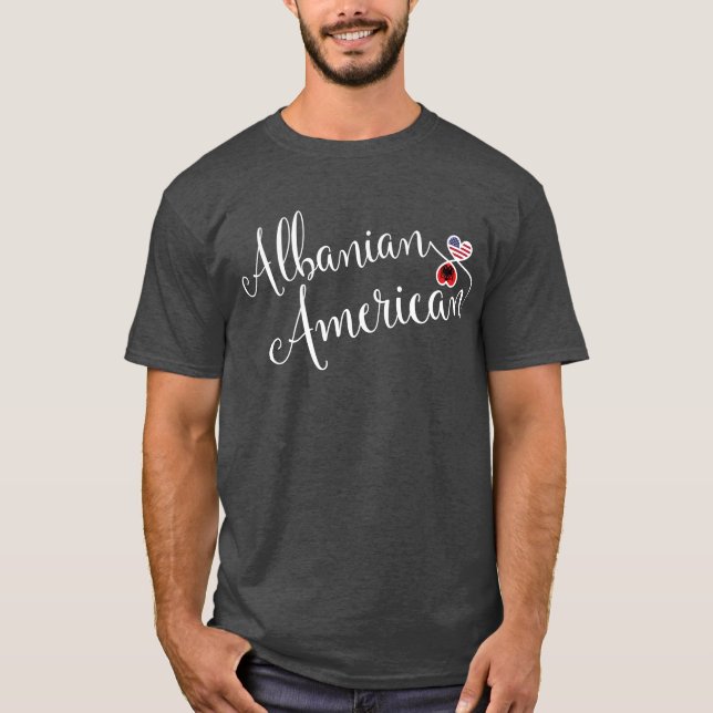 Camiseta Corazones entrelazados albaneses-estadounidenses (Anverso)