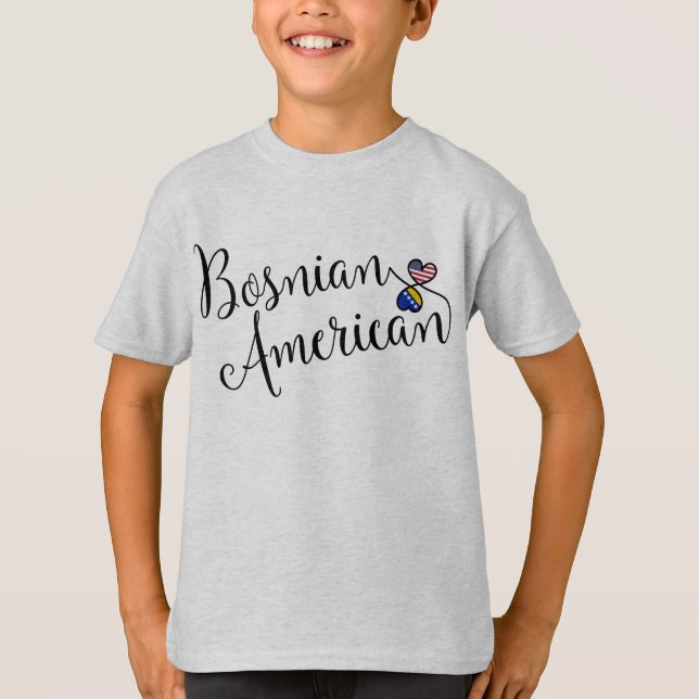 Camiseta Corazones entrelazados bosnio-estadounidenses (Anverso)