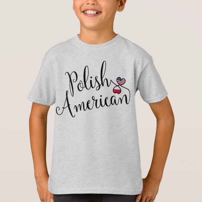 Camiseta Corazones entrelazados polaco-norteamericano (Anverso)