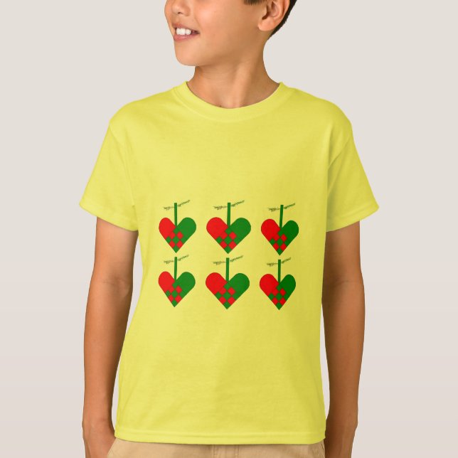 Camiseta Corazones escandinavos lindos del navidad (Anverso)