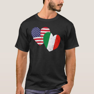 Camiseta Corazones Gemelos Banderas de Italia EE. UU. Deter