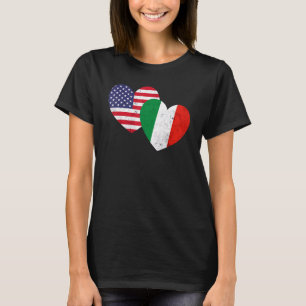 Camiseta Corazones Gemelos Banderas de Italia EE. UU. Deter