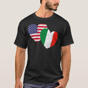 Camiseta Corazones gemelos Italia Banderas de Estados Unido