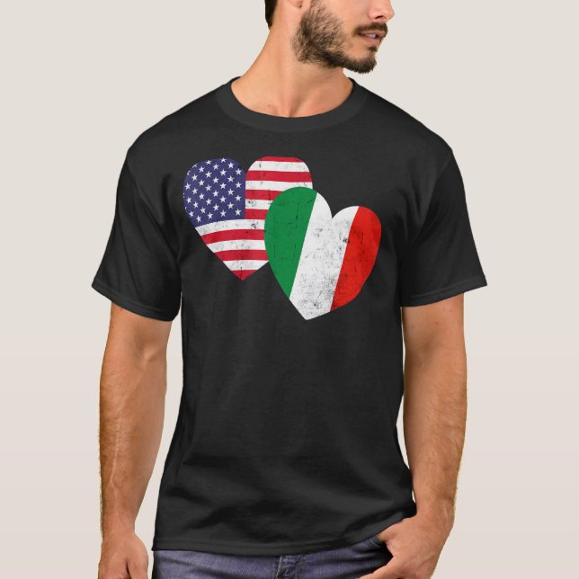 Camiseta Corazones gemelos Italia Banderas de Estados Unido (Anverso)