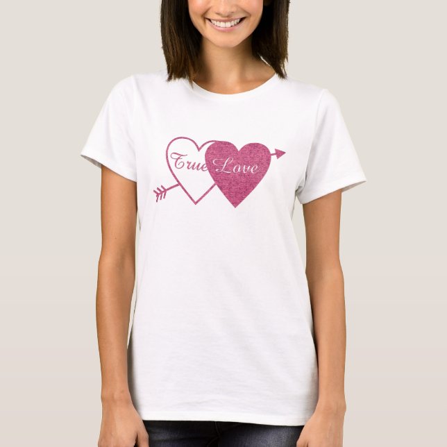 Camiseta Corazones gemelos púrpura con El día de San Valent (Anverso)