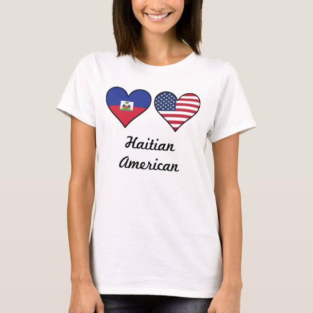Camiseta Corazones haitianos de la bandera americana (Anverso)