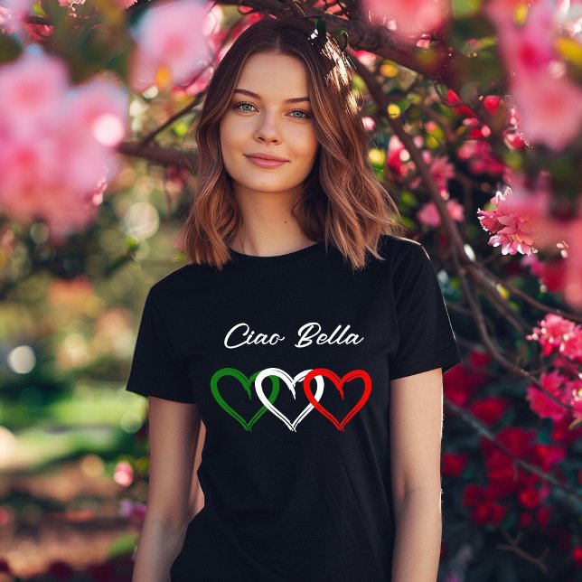 Camiseta Corazones italianos | Ciao Bella | Tu texto (Subido por el creador)