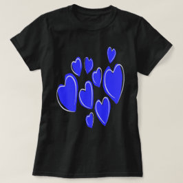 Camiseta Corazones Lindos Dibujados a Mano Azules Doodle Ro