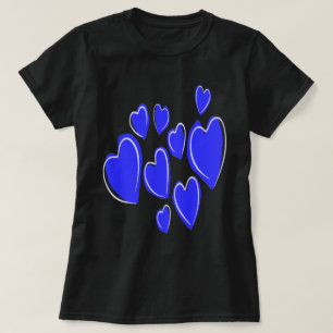Camiseta Corazones Lindos Dibujados a Mano Azules Doodle Ro
