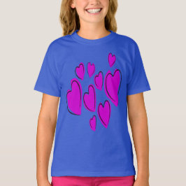 Camiseta Corazones Lindos Dibujados a Mano Rosa Fuerte Dood
