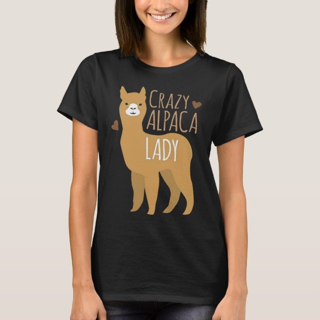 Camiseta Corazones Locos Alpaca Lady Graciosa Amante Animal (Anverso)