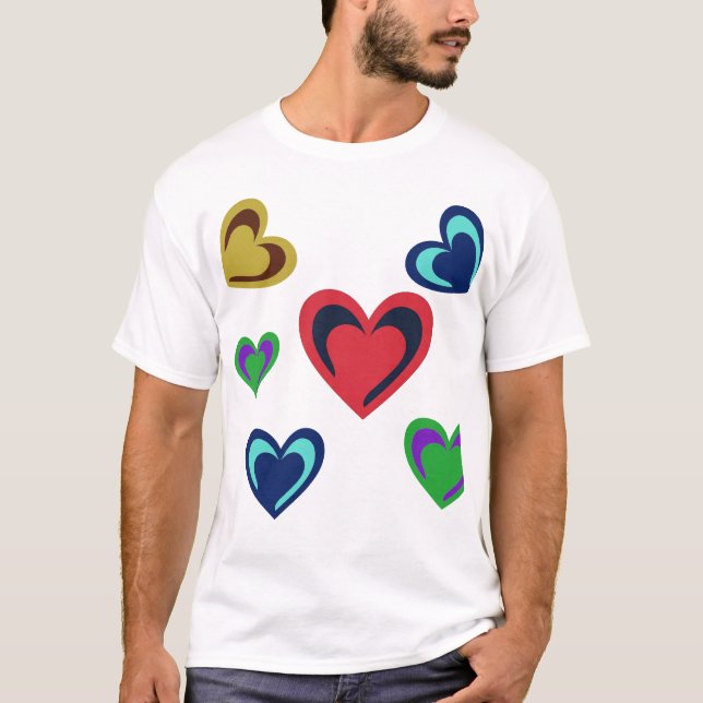 Camiseta Corazones Minimalistas variados (Anverso)