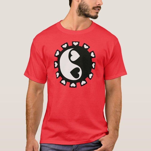 CAMISETA CORAZONES NEGRO Y BLANCO DE YIN YANG (Anverso)