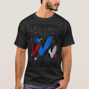 Camiseta Corazones Patrióticos Del 4 De Julio Para Hombres 