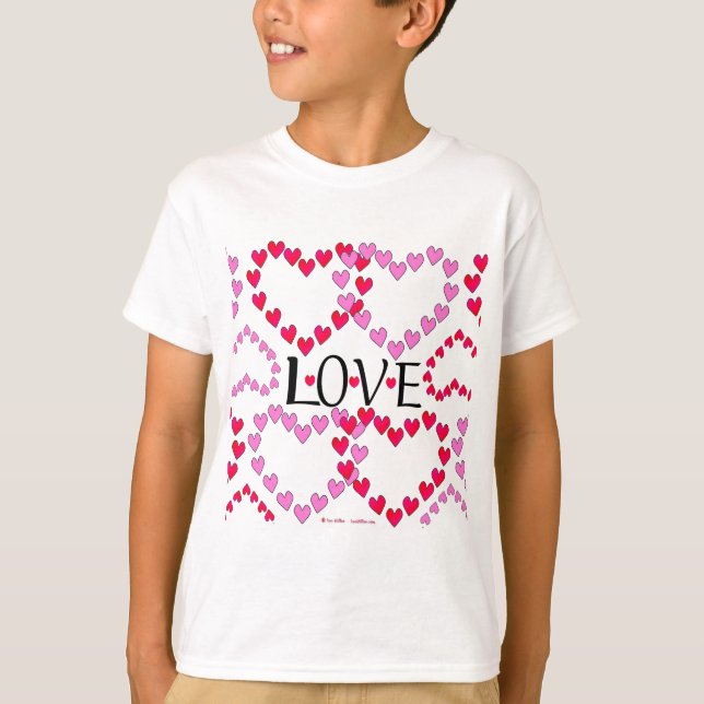 Camiseta Corazones Pequeños Rosa Rojo AMOR (Anverso)