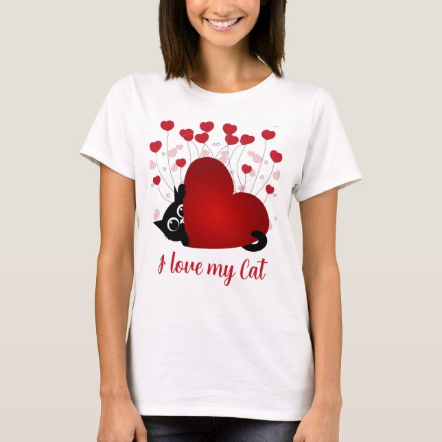 Camiseta Corazones Personalizados de los gatos de amor (Anverso)