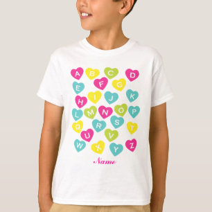 Camiseta Corazones personalizados del alfabeto de ABCs