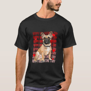 Camiseta Corazones rojos de perro de Bulldog francés Feliz 