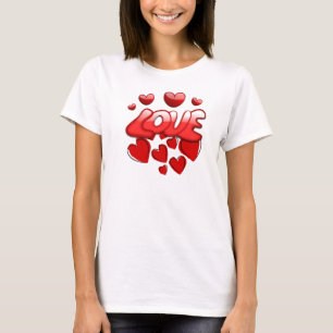 Camiseta Corazones rojos del amor blancos