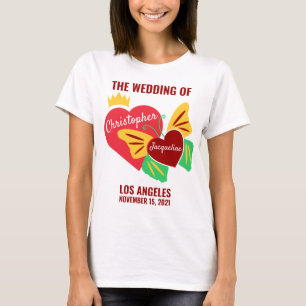 Camiseta Corazones Rojos, Mariposa Elegante