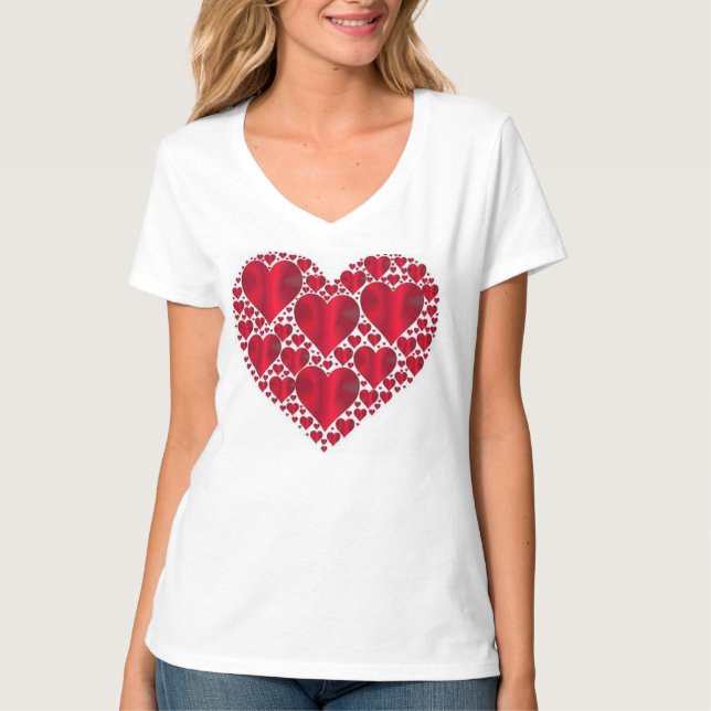 CAMISETA CORAZONES ROJOS PARA EL DÍA DE SAN VALENTÍN (Anverso)