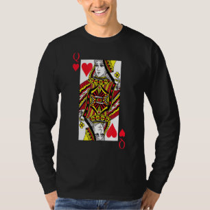 Camiseta Corazones Rojos Reina Ropa Ropa de Blackjack Póque