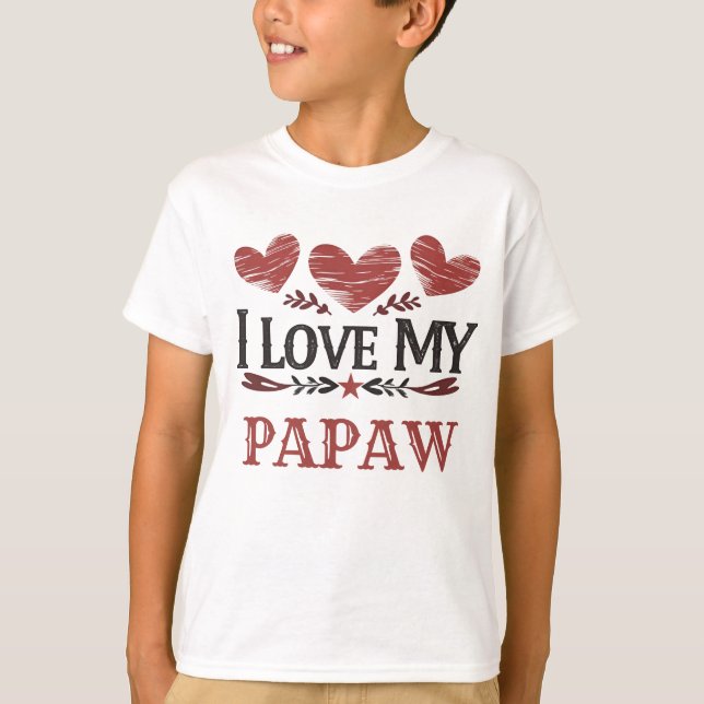 Camiseta Corazones rojos rusos "Amo mi Papaw" (Anverso)