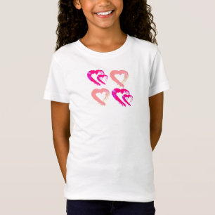 Camiseta Corazones Rosa Fuerte y Rosa Pastel