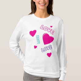 Camiseta Corazones rosados y amor - diseño romántico