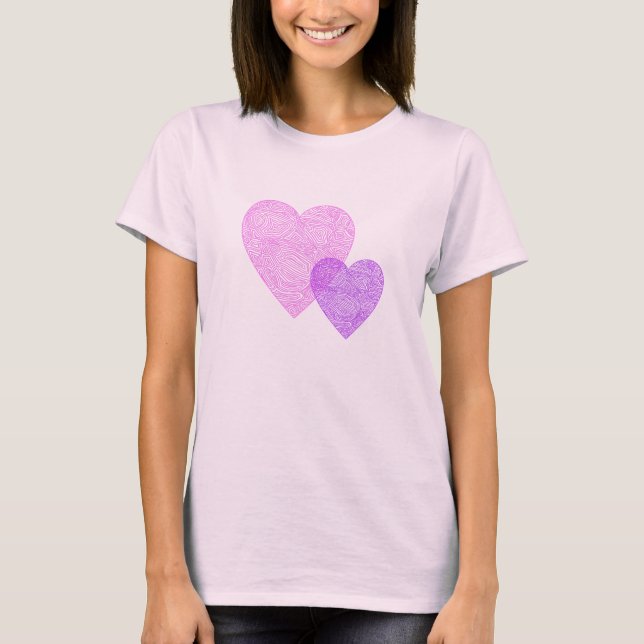 Camiseta Corazones rosados y púrpuras de Scribbleprint (Anverso)