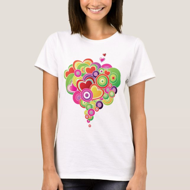 Camiseta Corazones rosados y verdes de PopArt (Anverso)