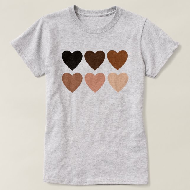 Camiseta Corazones Skintone anti-racismo (Diseño del anverso)