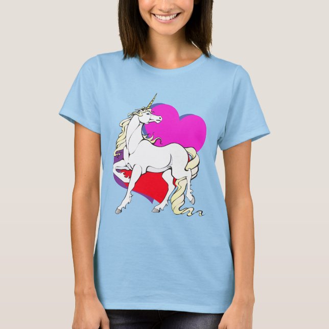 Camiseta corazones, unicornio 1 (Anverso)