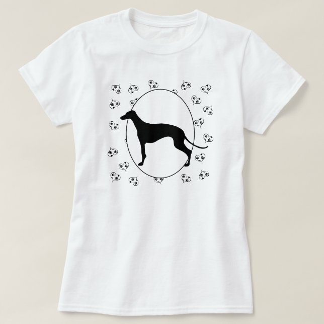 Camiseta Corazones y huellas de Greyhound (Diseño del anverso)