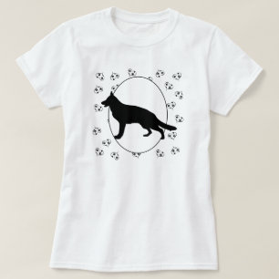 Camiseta Corazones y huellas de perros pastores alemanes